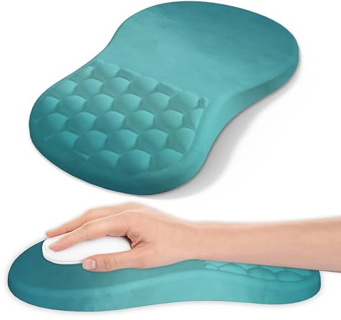 Tappetino per mouse con poggiapolsi, tappetino ergonomico per alleviare il dolore nel tunnel carpale, memory foam con base in gomma antiscivolo, per computer, laptop, desktop (verde)