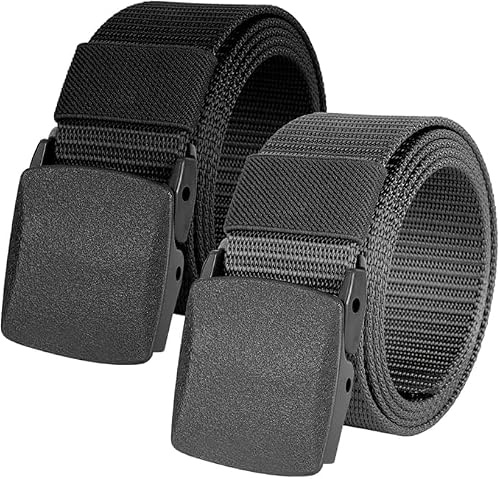 flintronic Arbeitsgürtel Herren, Gürtel Nylon Canvas Belt, Taktischer Gürtel, Verstellbarer Nylon Stoffgürtel, mit Schnellverschluss/Keine Metallschnalle, Schneller Pass durch die Flughafensicherheit
