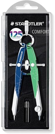 STAEDTLER Mars comfort 556 Präzisions-Geometriezirkel, Rundfederkopf und Mitteltriebspindel, Zirkel Mars comfort 556 Mars Jubiläumsedition, 556 00-MA1