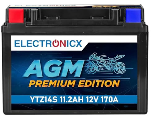 Electronicx YTZ14S AGM motorcykelbatteri 12V 11,2Ah 170A – förseglat startbatteri för motorcykel, scooter & powersport – vibrationssäkert, läckagesäkert, kompakt & direkt monteringsklart