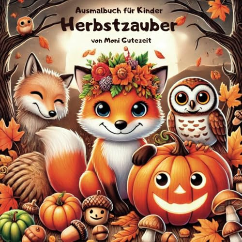 Herbstzauber | Ausmalbuch für Kinder | Malbuch Herbstmotive und Halloweenmotive: von Moni Gutezeit