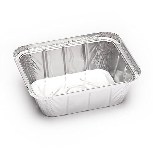 RODEJET Pack de 100 Bandejas Desechables de Aluminio de 475 ml con Tapa: Para Cocinar, Guardar en el Congelador y Transportar Alimentos. Uso tanto Doméstico como Profesional
