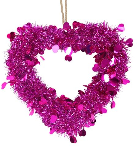 perfk Corona del día de San Valentín Corona en Forma de corazón Adorno novedoso Guirnalda Artificial Corona de Puerta Delantera para Vacaciones habitación, Rose Red M