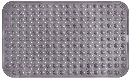 Surwin Alfombra Ducha Antideslizante, Alfombra Bañera Secado Rápido con ventosas, Baño con Orificio de Drenaje Alfombra de Ducha TPE Alfombrillas para Masaje (Gris,36x71cm)