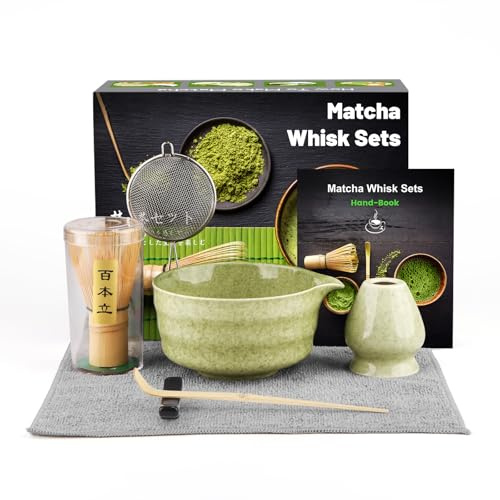 7pcs Ensemble de Fouet à Matcha,Matcha Kit Cérémonie Japonaise,Accessoires Matcha pour la Cérémonie du Thé, la Boisson, Il Peut Aussi Être Offert en Cadeau à des Amis ou des Collègues
