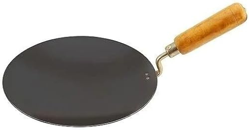 Neel Saanjh Iron Tawa with Wooden Handle, Non-Stick Coating, Ergonomic Handle, Heat Resistant, Easy to Clean, Durable Construction, Versatile Cooking Tool, 10 Inch (11 inch)