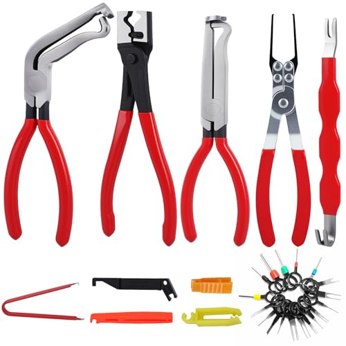 4Pcs Electrical Disconnect Pliers for Cars, Automotive Electrical 60 Degree Connector Pliers Connector Separator Hose Clamp Plier with Relay Puller Plier and Terminal Pin Removal Tool for Cars