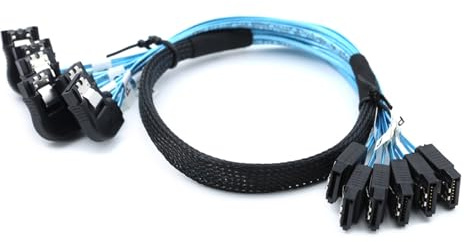 Oxxggkao Câble interne SATA6 hôte vers 6SATA coudé à droite 7 broches pour disque dur et serveur de données pour ordinateurs, cartes mères, câble RAID