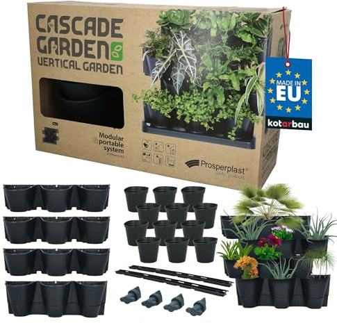 KOTARBAU Giardino verticale – 59 cm – modulare – aiuola rialzata balcone con 4 piani – in plastica – Vaso per fiori per esterni ed interni – antracite
