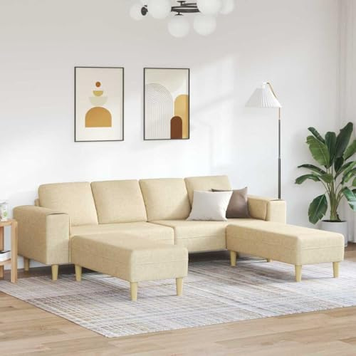 HETFTJN Wohnlandschaft Creme 250x188x76 cm Modernes 4-Sitzer Couch-Set mit atmungsaktivem Stoff und konischen Beinen für Living Room Bedroom