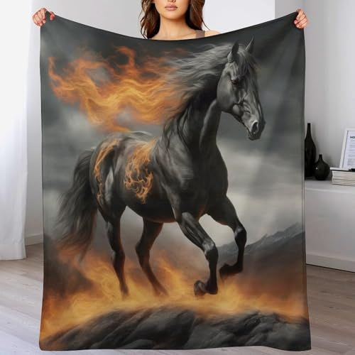 AASWDDS Couverture Cheval, Couvertures en Flannel Douce Chaude Et Confortable, pour Canapé Ou Lit. Linge De Lit Couvre-lit 180×200cm