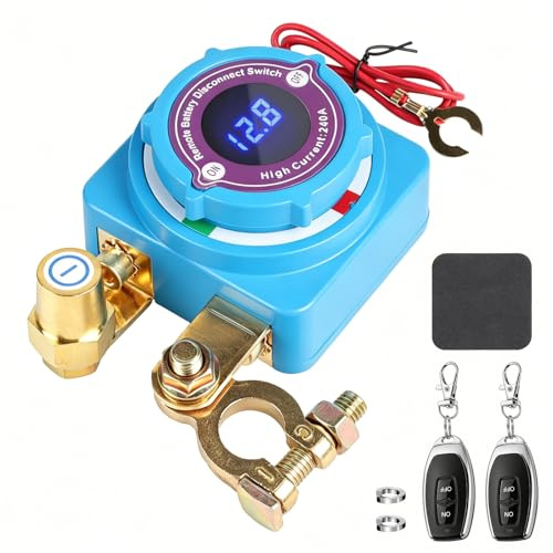 CPROSP Batterie Trennschalter 12 V mit 2 Fernbedienung 240 A | Battery Disconnect Switch 12 V mit LED-Spannungsanzeige; Batterie Kill Switch Anti-Diebstahl Für Auto, RV, ATV, LKW, Boot
