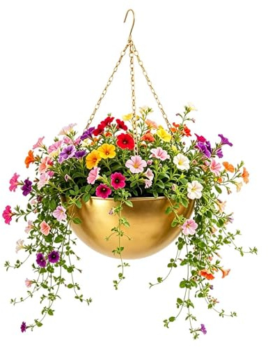 Macetero Colgante para Interior - con Maceta de Hierro con Autorriego y Gancho - Soportes de Pared para Plantas Interior y Exterior,para Salón de Estar Dormitorio Cocina Balcón Ventana Apartamento y O