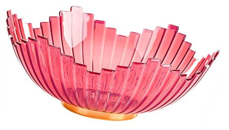 Cocoarm Frutero de Plástico para Centro de Mesa, Gran Capacidad, Multiusos, para Sala de Estar, Mesa de café, Mostrador de Cocina, para Aperitivos de Frutas, Caramelo, Limón (rojo chino)