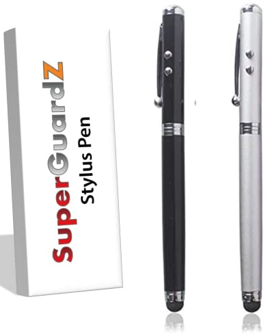 Stylus Pen, [2 Pcs] 4-in-1 Universal Touch Screen Stylus + Ballpoint Pen + Pointer + LED Flashlight for Smartphone/Tablets iPad iPhone Samsung etc + Extra Battery [Black + Silver]