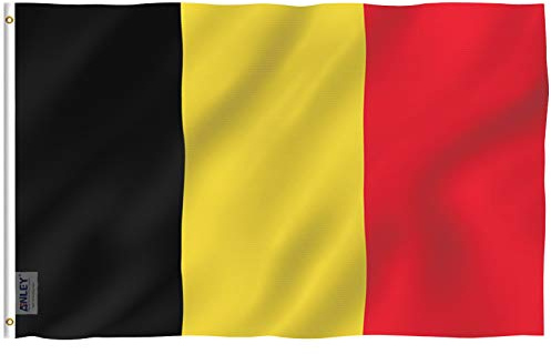 Anley Fly Breeze 3x5Pi Drapeau de la Belgique-Couleur Vive Résistant aux UV-Tête en Toile/Double Couture-Drapeau Belge Polyester œillet en Laiton 3x5Pi