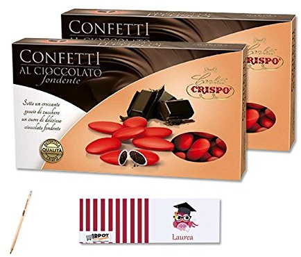 CRISPO CONFETTI AL CIOCCOLATO FONDENTE ROSSI 2 KG + 100 BIGLIETTINI LAUREA