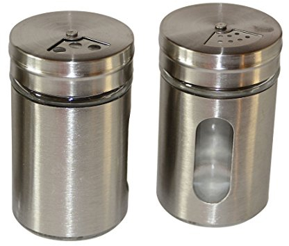 2 Stück Gewürzstreuer Gewürzgläser Vorratsgläser Salz Pfeffer Gewürz Streuer (Metall, 2 Stück)