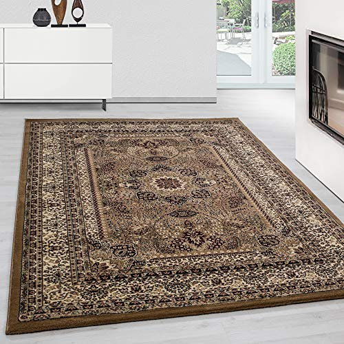 Teppium Kurzflor Teppich Wohnzimmer 240 x 340 cm Beige Vintage Look - Orientteppich Waschbar, Orientalisch Design, Pflegeleicht und Weich - Ideal für Schlafzimmer, Esszimmer und als Küchenteppich