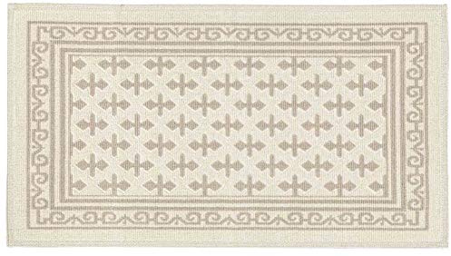 CASA TESSILE Tappeto multiuso cotone GIGLIO con rete antiscivolo Lavorazione Riccio tipo Tappeto Sardo in Cotone - BEIGE, 60x110 cm.