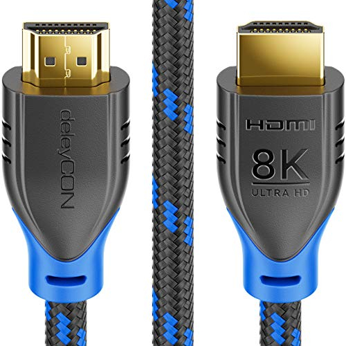 deleyCON 2m 8K HDMI 2.1 Kabel (48G, ULTRA Highspeed) 8K@60Hz 4K@120Hz 2K@144Hz/165Hz EARC HDCP 2.3/2.2 - Kompatibel mit DTS:X Dynamisches HDR Dolby Atmos TV PS5 Xbox Soundbar Monitor - Schwarz