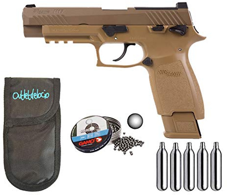 Outletdel ocio Pistola perdigon Sig Sauer M17 ASP Co2 4,5mm. Blowback. + Funda + Balines + Bombonas co2. 23054/29318/50523