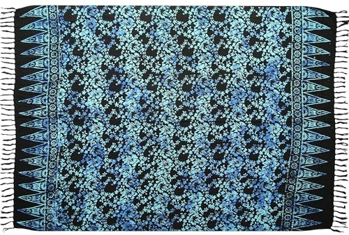 ca 100 modeller i butiken Sarong strandduk klänning pareo omlottkjol slinga ca 170 x 110 cm (blå violett lila blommor sar97)