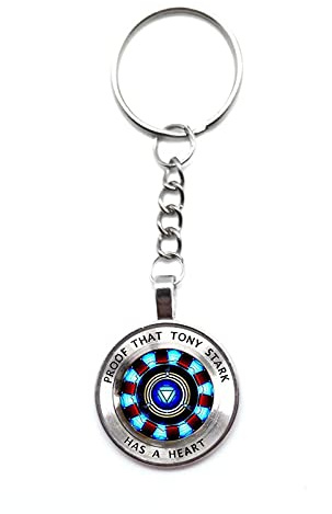 DGP Arc Cuore Iron Man Tony Stark Portachiavi Ciondolo Cristallo Reattore Argento