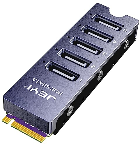JEYI NVMe M.2 auf 5 SATA Adapter, interner 5 Port Non-RAID SATA III 6GB/s M.2 NVMe Adapterkarte für Desktop-PC, unterstützt SSD und HDD