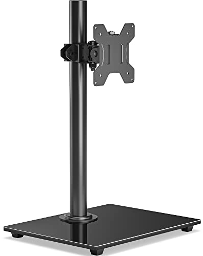 BONTEC Monitor Halterung für 13-32 Zoll Plat/Curved Bildschirm bis zu 10 kg, Monitorständer mit Gehärteter Glassockel, Einstellbare Bewegungsneigung ±75° Schwenkung ±80° Drehung 360°, VESA 75/100mm