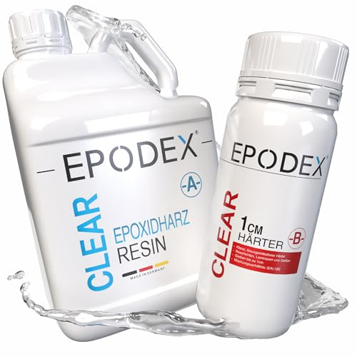 EPODEX Epoxidharz Set ECO, bis 1cm, TURQUOISE - Transparent, 1,5kg | Klares Epoxy Resin Set, Harz Gießen Set, Beschichtungen, Versiegelungen, Reparaturen, Formenbau, Kunst, Handwerk, uvm