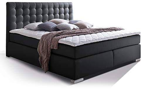 Isabell Plus Boxspringbett, 200 x 220 cm, schwarz, Härtegrad 4