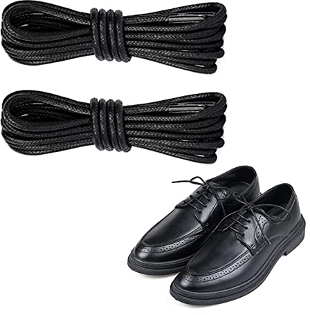 XIXKOLYU 2 Pares de Cordones Encerados Redondos - Impermeables y Resistentes al Desgarro - 80 cm para Negocios (Negro)