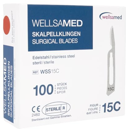 Wellsamed Skalpellklingen Edelstahl Figur 15C, 100 Stück, steril verpackt