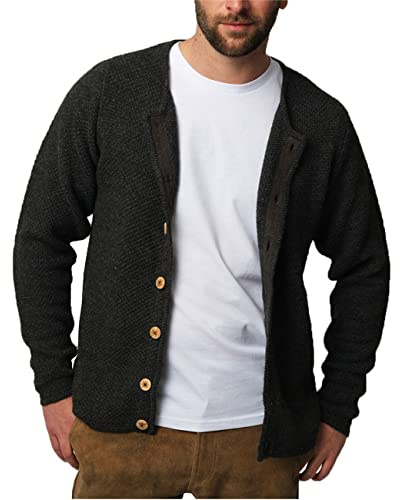 Bavarian Caps Herren Simmerl Strickjanker Jacke, grau, L