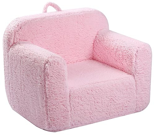 MOMCAYWEX Kids Snuggly-Soft Sherpa Chair, Cuddly Toddler Foam Chair for Boys and Girls, Pink