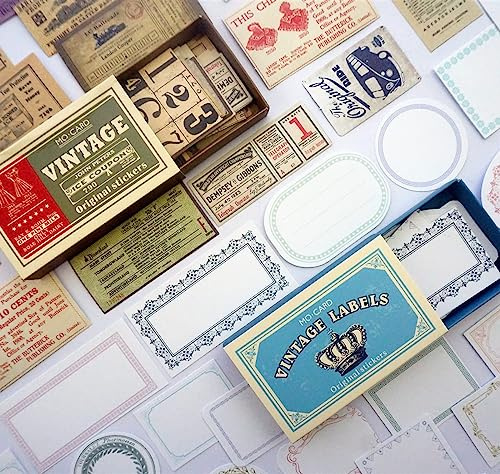Sticker Aesthetic Scrapbook Stickers，Vintage Journaling Scrapbooking Set，Schreibbar Bullet Journal Papier Aesthetic Sticker für Fotoalbum，Scrapbooking，Kalender（Hinterlassen Sie eine Nachricht）