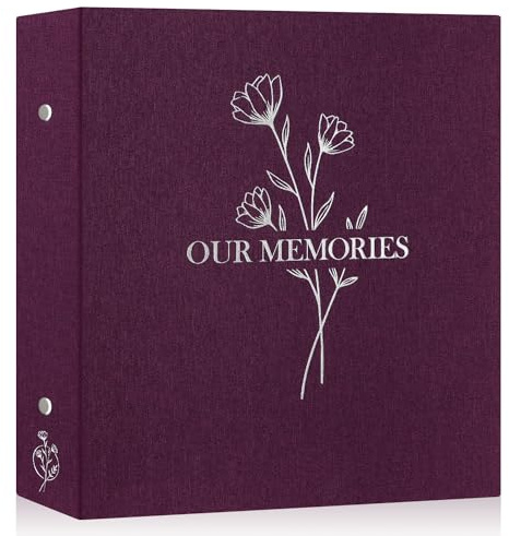 Lanpn Lino Album Fotografico 10x15 600 Tasche, OUR MEMORIES Biancheria Album Foto Portafoto Verticale Orizzontali Tascabile Tasca (Viola)