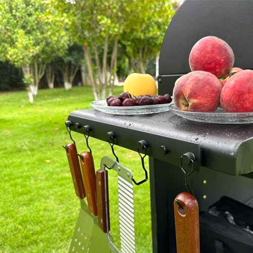 Magnetic Grill Hooks, Heavy Duty Magnetic Utensil Rack with 5 Hooks, Strong Magnet BBQ Tool Rack, Grill Storage Accessories for Refrigerator Traeger Blackstone Pit Boss Camp Chef Z Grills Smoker