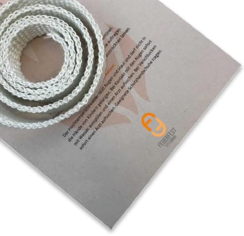 Ofendichtschnur Selbstklebend Flach 20x3 mm x 3 Meter, Ofen-Dichtungsband für Kaminofen, hitzebeständig bis 800 °C, Keramische-Faser, Abdichtung für Kamine & Öfen, reißfest