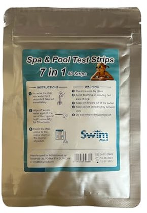 7 in 1 Hot Tub Pool Test Strips Tests for pH, Hardness, Free and Total Chlorine, Alkalinity, Cyanuric Acid, Bromine levels in water