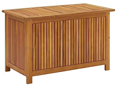 Hommdiy Massivholz, Gartenbox, Kissenbox, Sitzbank, Kissenbox, Gartenbank, Aufbewahrungsbox, Albiziaholz,Braun,90x50x58cm