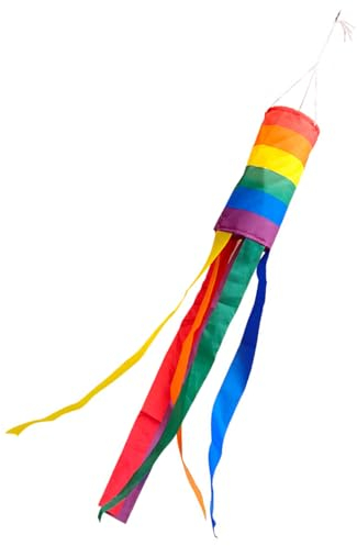 QZKJQDD Regenbogen Windsack, Windsack für Draußen, 88 x 13 cm, Winddicht und Regenfest, Windsack kann als Garten-, Balkon- oder Außendekoration Verwendet Werden