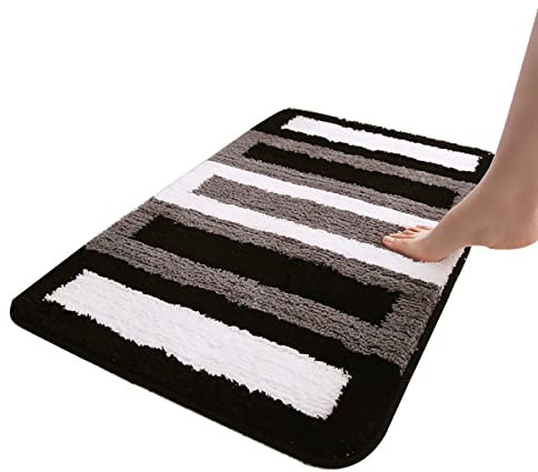 YRTHFJTJ Shower Mat,Bathroom Rugs Non Slip Washable Machine Washable, Quick Drying, Ultra Shaggy, Non Slip, For Underfloor Heating Shower Bathtub Door-Grey||40 x 60 cm(Black,60 x 90 cm)