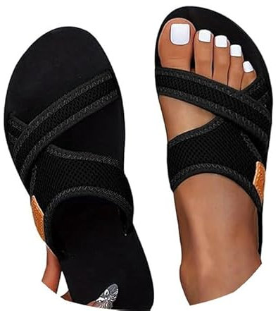 Sandalen Damen Sommer Orthopädische Sandalen & Slides für Damen Leichte Mesh Sommerschuhe Frauen Bequeme Strandsandalen Open Toe Hausschuhe Flache Schlappen Damensandalen Breite Füße