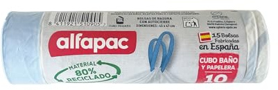 ALFAPAC Bolsas de basura 15u de 10L, Ultra resistentes, Triple capa, Antigoteo, autocierre