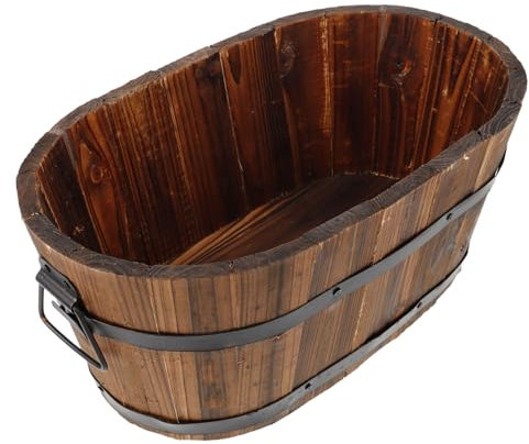 CANIGHT Pflanzkübel Für Gemüse Und Blumen Dekorativer Holzblumentopf Im Barrel-Design Für Garten Terrasse Und Balkon Robuster Und Vielseitiger Pflanzbehälter Langlebigem Material