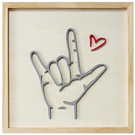 SUPYINI Home Decor I You Sign Language Wooden Photo Frame (green)