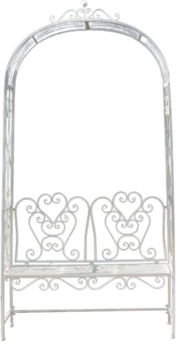 ZAIHW Banc de jardin, arche de jardin avec banc, banc d'extérieur en forme de dôme, parfait pour les vignes, les plantes grimpantes, le jardin, le patio, la pelouse, le porche (blanc rétro)