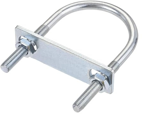 MACHSWON 1 lot de boulons en U ronds M8 en alliage d'acier plaqué zinc 55 mm de largeur intérieure 100 mm de longueur avec écrous et plaque de cadre pour automobiles, bateaux, remorques